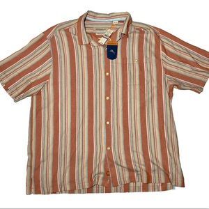 NWT TOMMY BAHAMA CORAL STRIPE MENS SILK SHIRT